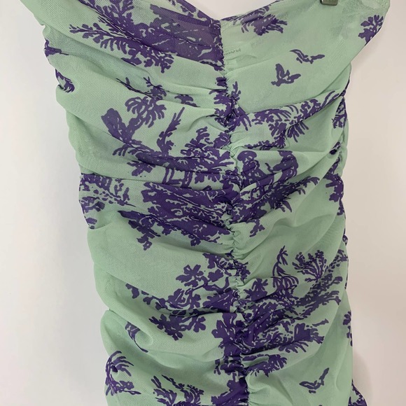 Miaou Renzo Mint Toile Midi Ruched Dress Mint Purple Womens XS - Picture 7 of 16